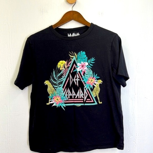 Def Leppard - Cheetah Tropical Palm Beach Def Leppard Graphic Short Sleeve T XS - Picture 7 of 9